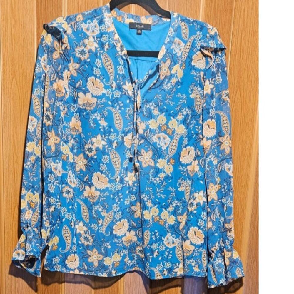 Eclair Long Sleeved Floral Ruffled Blouse